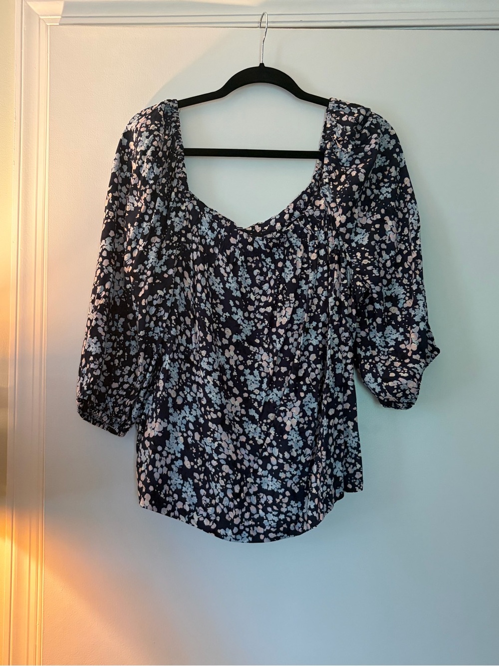 Sanctuary Navy Floral Scoop-Neck Blouse